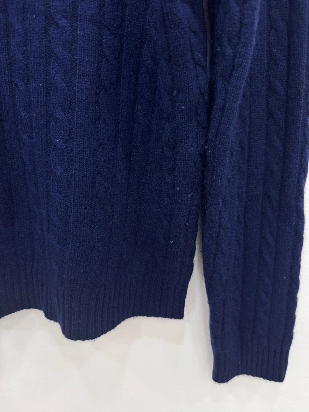 Lauren Ralph Lauren 100% Cashmere Cable-Knit Pullover Size Sz Lg Navy Blue